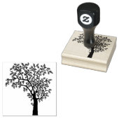 Zwarte Silhouetboom met bladeren Rubberstempel (Gestempeld)