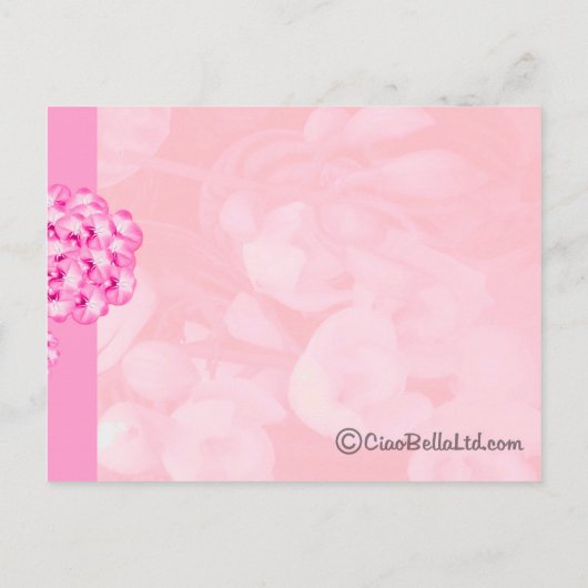 Zwarte Silhouette Bruid Roze Bloemen Achtergrond Uitnodiging Briefkaart (Achterkant)