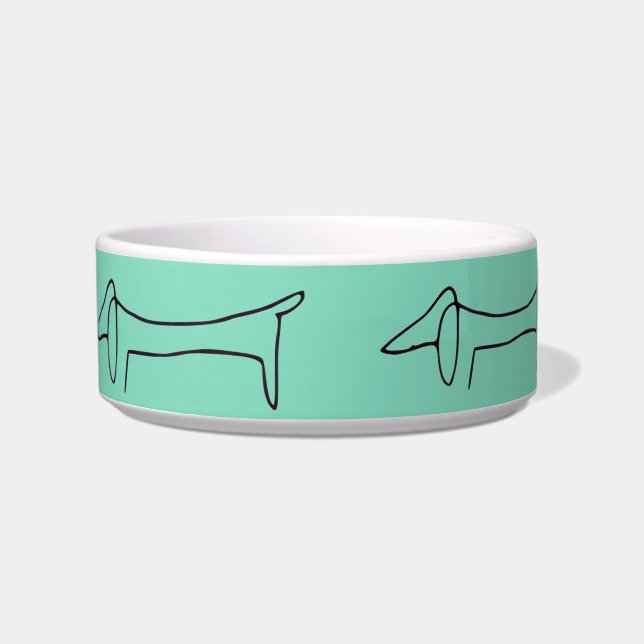Zwarte Silhouette Dachshond Voerbakje (Voorkant)