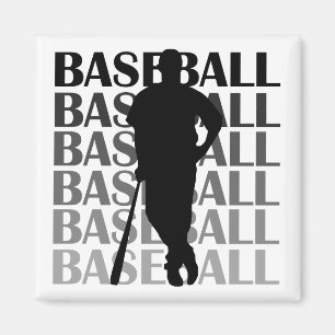 Zwarte Silhouette Honkbalspeler T-shirts en Cadeau Magneet