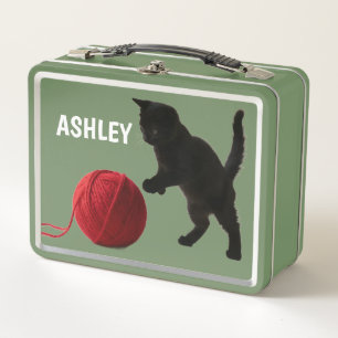 Zwarte Silhouette Kitty, met rode wol Bal Lunch b