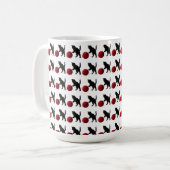 Zwarte Silhouette Kitty, met rode wolbal (Multi) Koffiemok (Voorkant links)