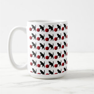Zwarte Silhouette Kitty, met rode wolbal (Multi) Koffiemok