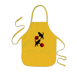 Zwarte Silhouette Kitty, met rode wollen Bal Kinder Schort