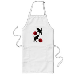 Zwarte Silhouette Kitty, met rode wollen Bal Lang Schort