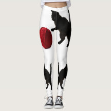 Zwarte Silhouette Kitty, met rode wollen Bal