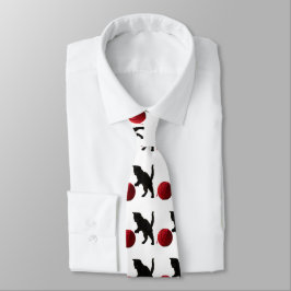 Zwarte Silhouette Kitty, met rode wollen Bal (Mult Stropdas