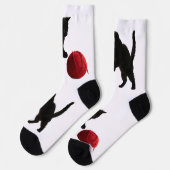 Zwarte Silhouette Kitty, met rode wollen Bal Sokken (Links)