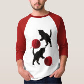 Zwarte Silhouette Kitty, met rode wollen Bal T-shirt (Voorkant)