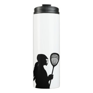 Zwarte Silhouette Meisje Lacrosse Keeper Tumbler Thermosbeker