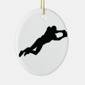 Zwarte Silhouette voor football Player Keramisch Ornament (Rechts)