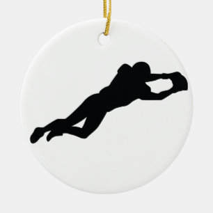 Zwarte Silhouette voor football Player Keramisch Ornament