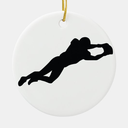 Zwarte Silhouette voor football Player Keramisch Ornament (Voorkant)