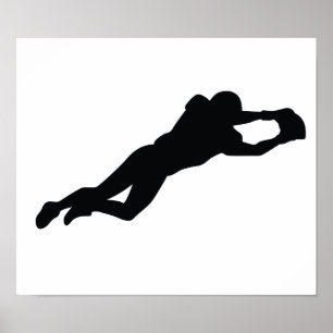 Zwarte Silhouette voor football Player Poster