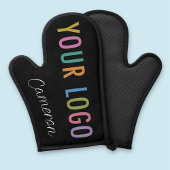 Zwarte Siliconen Oven Mitt met Custom Logo & Naam Ovenwant