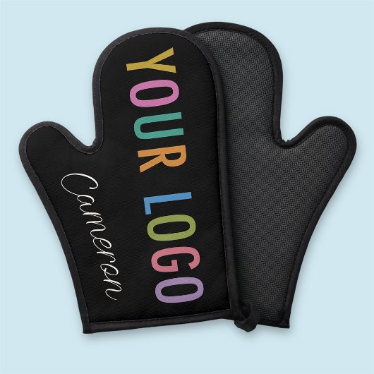 Zwarte Siliconen Oven Mitt met Custom Logo & Naam Ovenwant