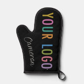 Zwarte Siliconen Oven Mitt met Custom Logo & Naam Ovenwant (Voorkant)