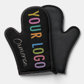 Zwarte Siliconen Oven Mitt met Custom Logo & Naam Ovenwant (Voorkant / Achterkant)