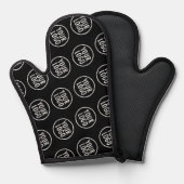 Zwarte Siliconen Oven Mitt met Custom Logo Pattern Ovenwant (Voorkant / Achterkant)
