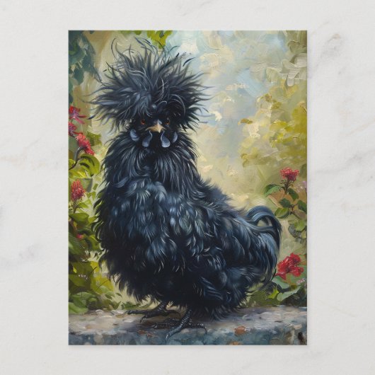Zwarte Silkie Chicken Painting Briefkaart (Voorkant)