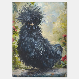 Zwarte Silkie Chicken Painting Magneet