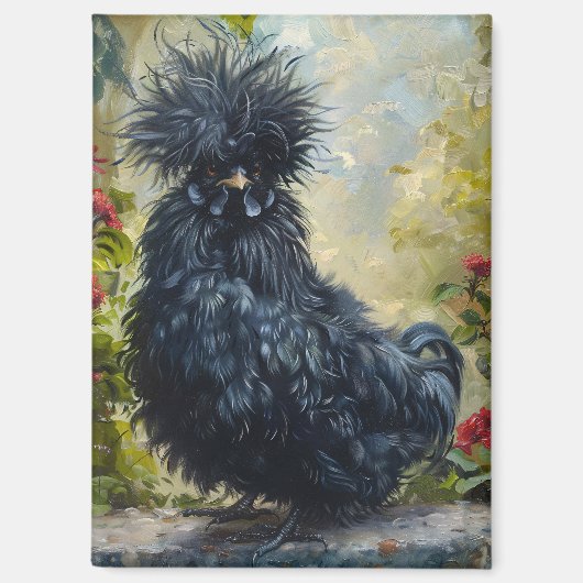 Zwarte Silkie Chicken Painting Magneet (Voorkant)