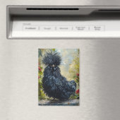 Zwarte Silkie Chicken Painting Magneet (Insitu (Vaatwasser))