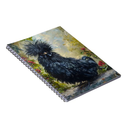 Zwarte Silkie Chicken Painting Notitieboek (Rechterzijde)