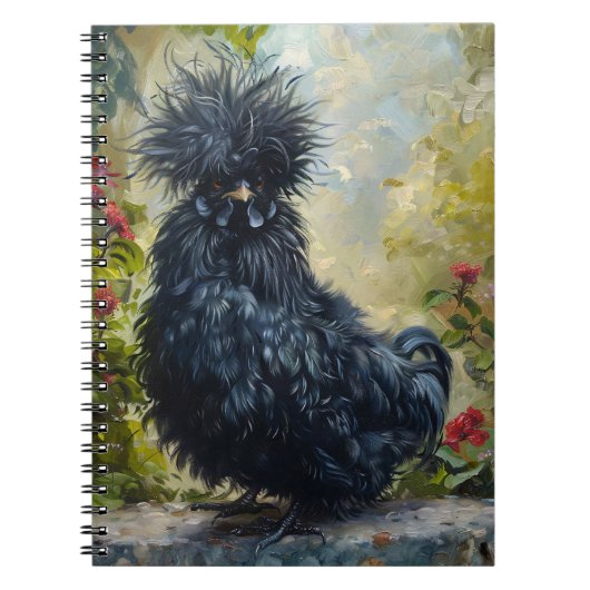 Zwarte Silkie Chicken Painting Notitieboek (Voorkant)