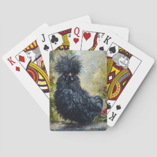 Zwarte Silkie Chicken Painting Pokerkaarten