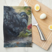 Zwarte Silkie Chicken Painting Theedoek (Quarter Fold)