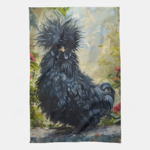 Zwarte Silkie Chicken Painting Theedoek