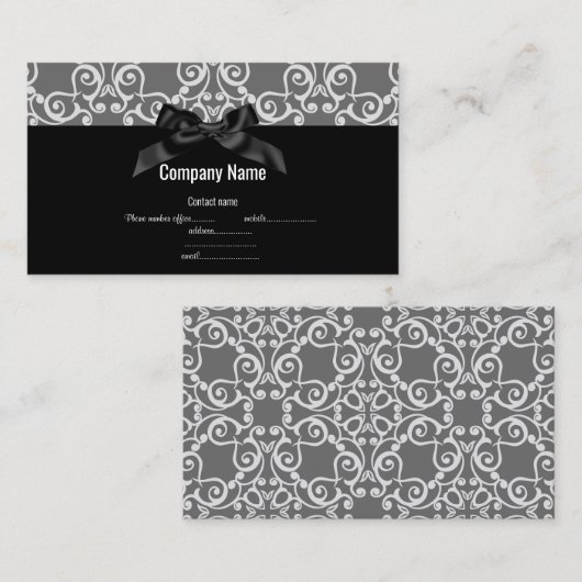ZWARTE SILVER ABSTRACT PATROON VISITEKAARTJE (Voorkant / Achterkant)