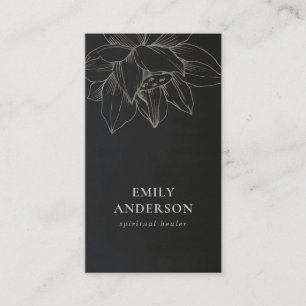 ZWARTE SILVER LOTUS SIMPLE REIKI SPIRITUELE HEALER VISITEKAARTJE