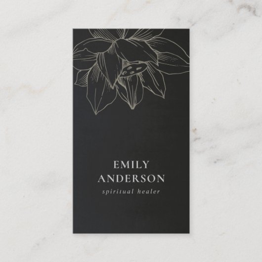 ZWARTE SILVER LOTUS SIMPLE REIKI SPIRITUELE HEALER VISITEKAARTJE (Voorkant)