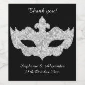 ZWARTE SILVER MASQUERADE  WIJN ETIKET (Enkel label)