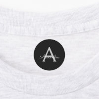 Zwarte Silver Modern Script Girly Monogram Naam