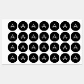 Zwarte Silver Modern Script Girly Monogram Naam Labels (Vel)