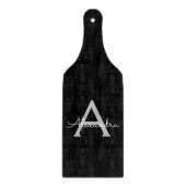 Zwarte Silver Modern Script Girly Monogram Naam Snijplank (Voorkant)