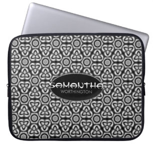 Zwarte Silver Tribal-laptophoes Laptop Sleeve
