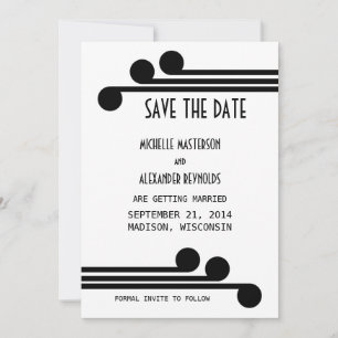 Zwarte Simple Deco Chic Save the Date Uitnodiging