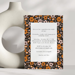 Zwarte Sinaasappel Bloemen Volwassenen Halloween F Kaart