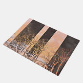 Zwarte sinaasappel gestreepte boomtakken digitale  deurmat (Schuin)