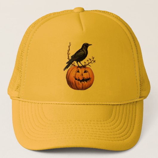 Zwarte sinaasappel Halloween pompoenvogel Trucker  Pet (Voorkant)