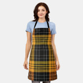 Zwarte Sinaasappel Herfst Herfst Halloween Plaid Schort (Gedragen)