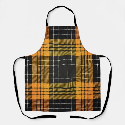 Zwarte Sinaasappel Herfst Herfst Halloween Plaid Schort (Voorkant)