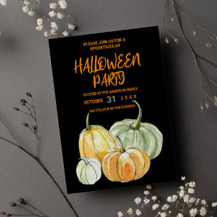 Zwarte sinaasappel munt pompoen Halloween feest Uitnodiging Briefkaart