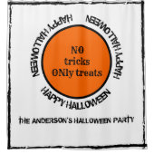 Zwarte Sinaasappel Spooky Typografie Happy Hallowe Douchegordijn (Voorkant)