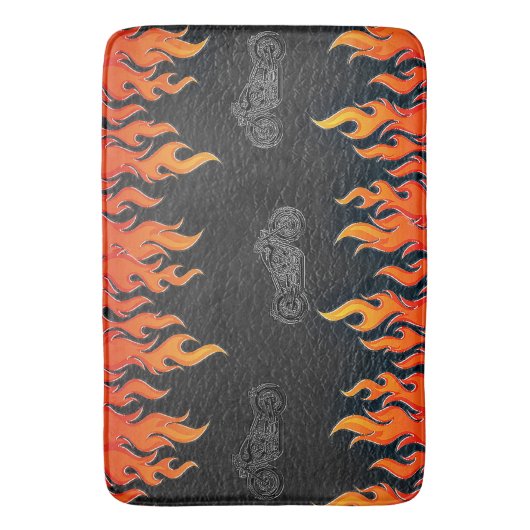 Zwarte Sinaasappel vlammen warmtemotormotor Badmat (Voorkant Verticaal)