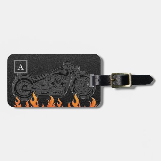 Zwarte Sinaasappel vlammen warmtemotormotor Bagagelabel (Voorkant horizontaal)